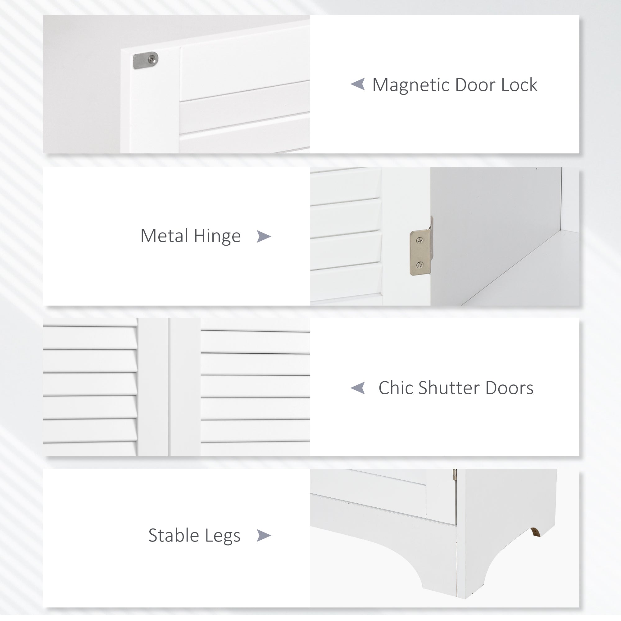 Tall Bathroom Cabinet 4 Shutter Doors White-DECOROLALA