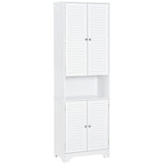 Tall Bathroom Cabinet 4 Shutter Doors White-DECOROLALA
