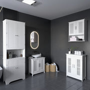 Tall Bathroom Cabinet 4 Shutter Doors White-DECOROLALA