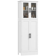 Tall Bathroom Cabinet with Glass Doors, Adjustable Shelves, White-DECOROLALA