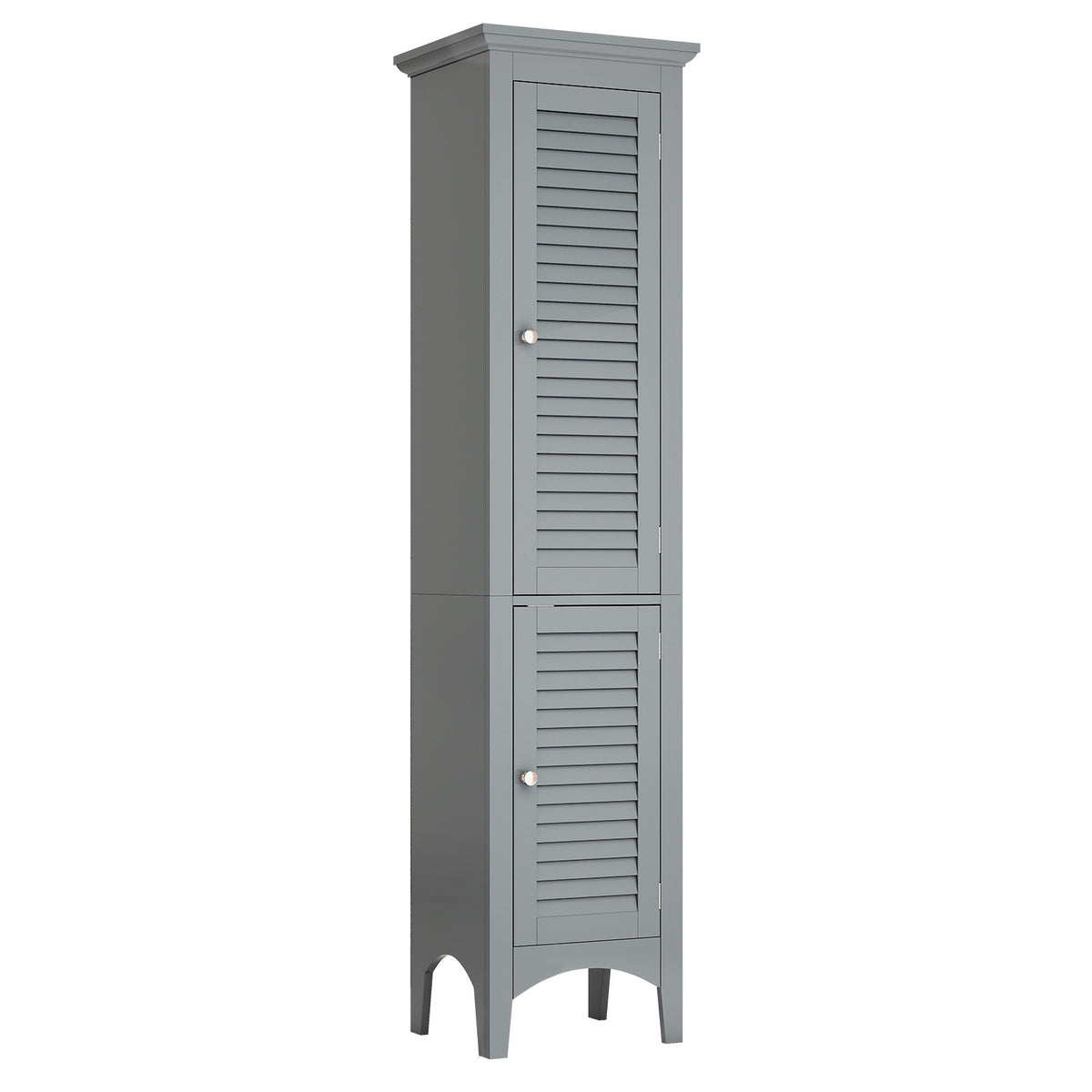 Tall Bathroom Floor Cabinet - Gray 63" Narrow Storage Unit-Floor Cabinets-DECOROLALA