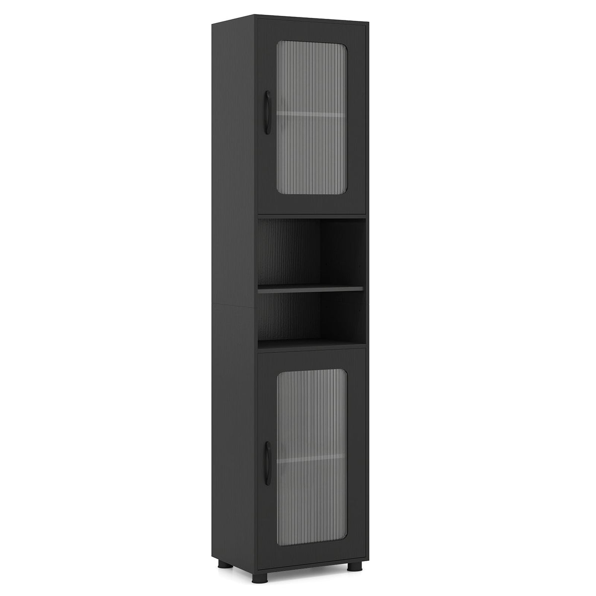 Tall Bathroom Storage Cabinet - 67" Freestanding Black Organizer-Floor Cabinets-DECOROLALA