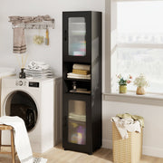 Tall Bathroom Storage Cabinet - 67" Freestanding Black Organizer-Floor Cabinets-DECOROLALA