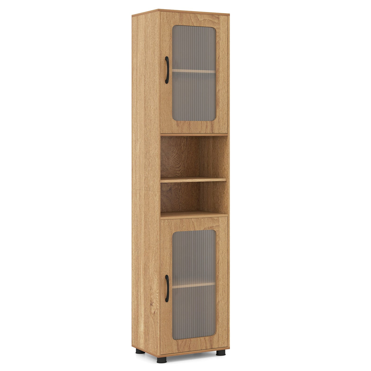 Tall Bathroom Storage Cabinet 67" Freestanding Organizer - Natural-Floor Cabinets-DECOROLALA