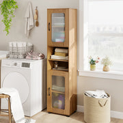 Tall Bathroom Storage Cabinet 67" Freestanding Organizer - Natural-Floor Cabinets-DECOROLALA