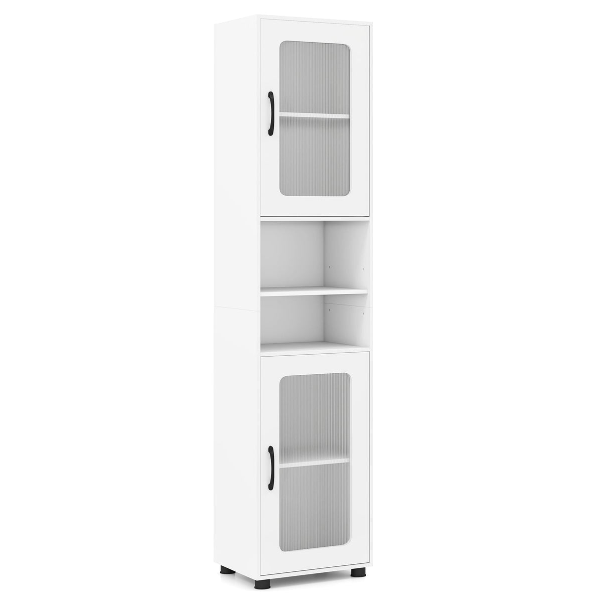 Tall Bathroom Storage Cabinet - 67" Freestanding Organizer White-Floor Cabinets-DECOROLALA