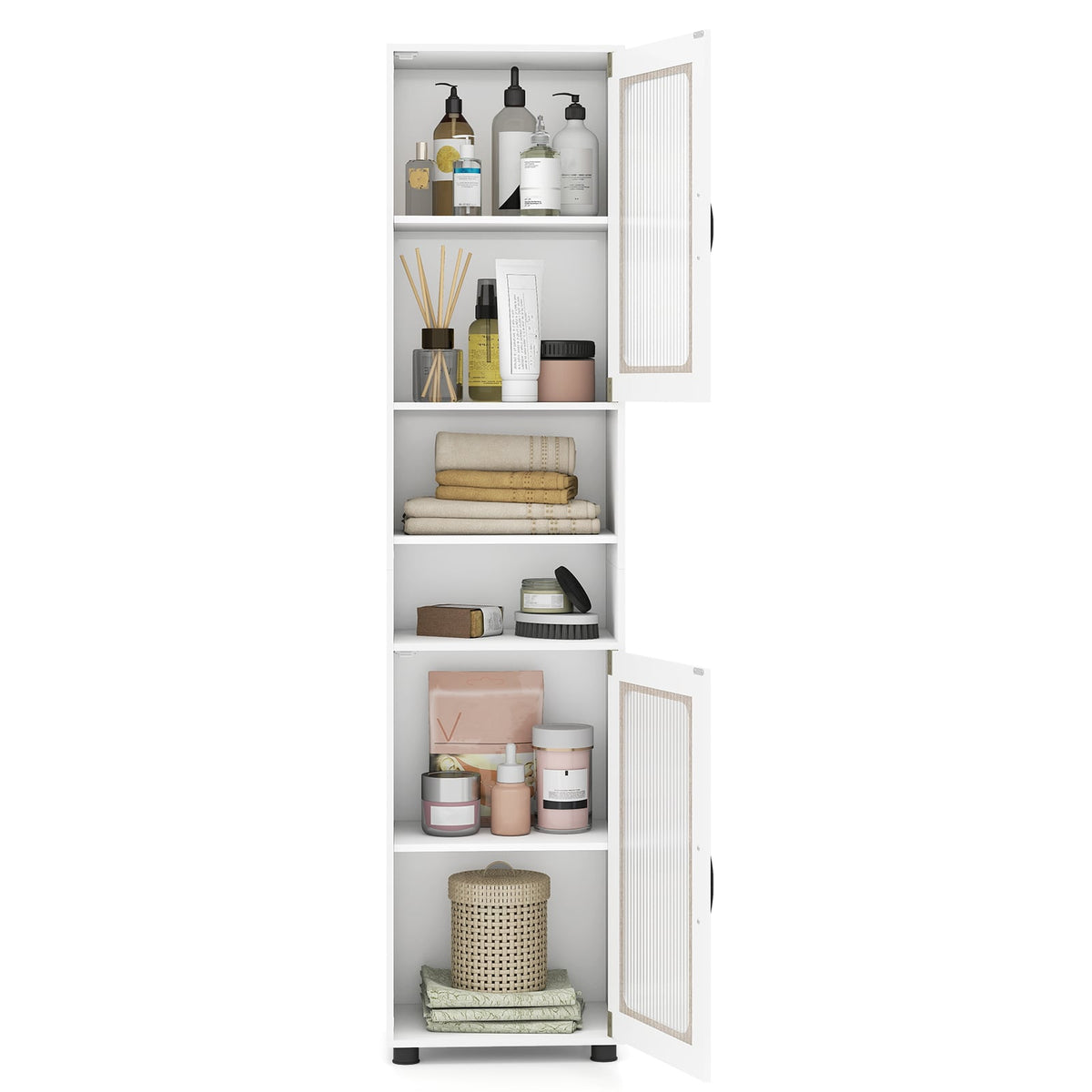 Tall Bathroom Storage Cabinet - 67" Freestanding Organizer White-Floor Cabinets-DECOROLALA