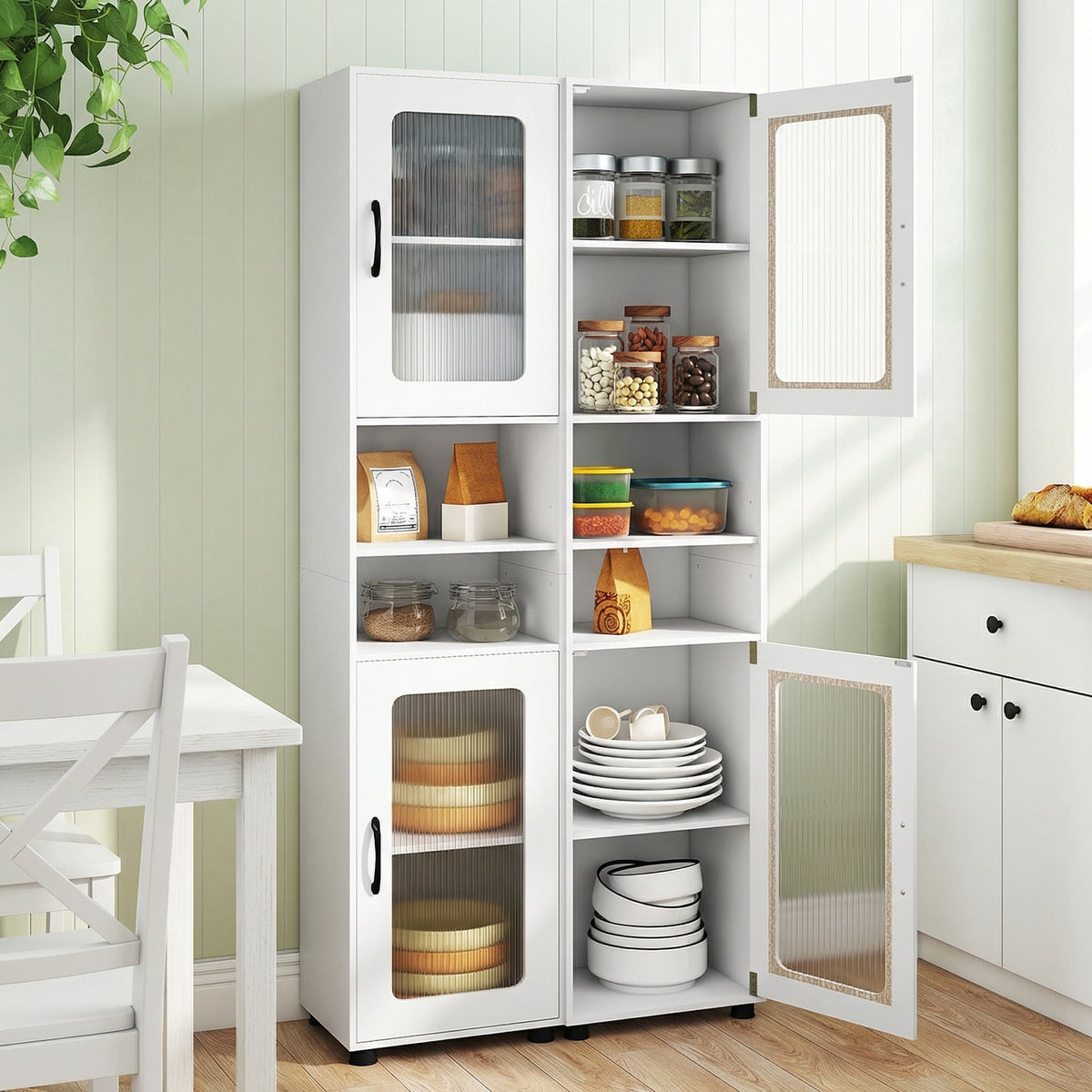 Tall Bathroom Storage Cabinet - 67" Freestanding Organizer White-Floor Cabinets-DECOROLALA