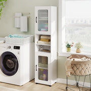Tall Bathroom Storage Cabinet - 67" Freestanding Organizer White-Floor Cabinets-DECOROLALA