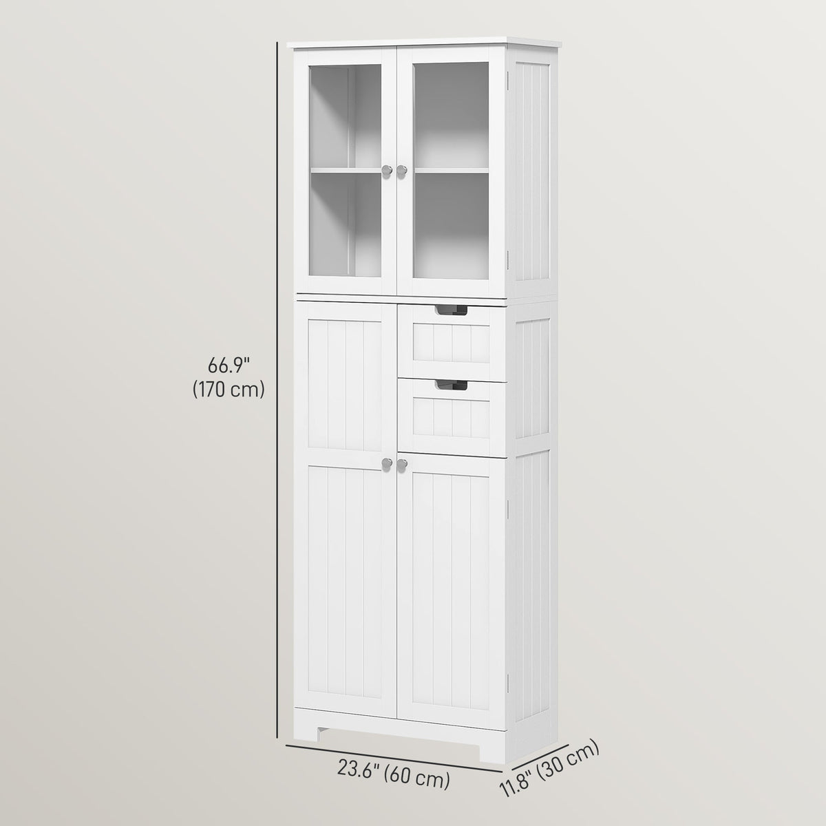Tall Bathroom Storage Cabinet, Adjustable Shelves, White, Versatile for Kitchen, Living Room