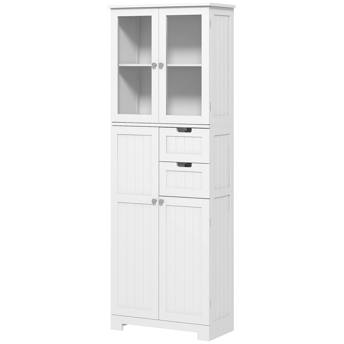 Tall Bathroom Storage Cabinet, Adjustable Shelves, White, Versatile for Kitchen, Living Room-DECOROLALA