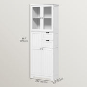 Tall Bathroom Storage Cabinet, Adjustable Shelves, White, Versatile for Kitchen, Living Room-DECOROLALA