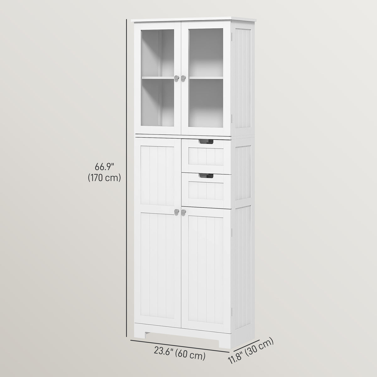 Tall Bathroom Storage Cabinet, Adjustable Shelves, White, Versatile for Kitchen, Living Room-DECOROLALA