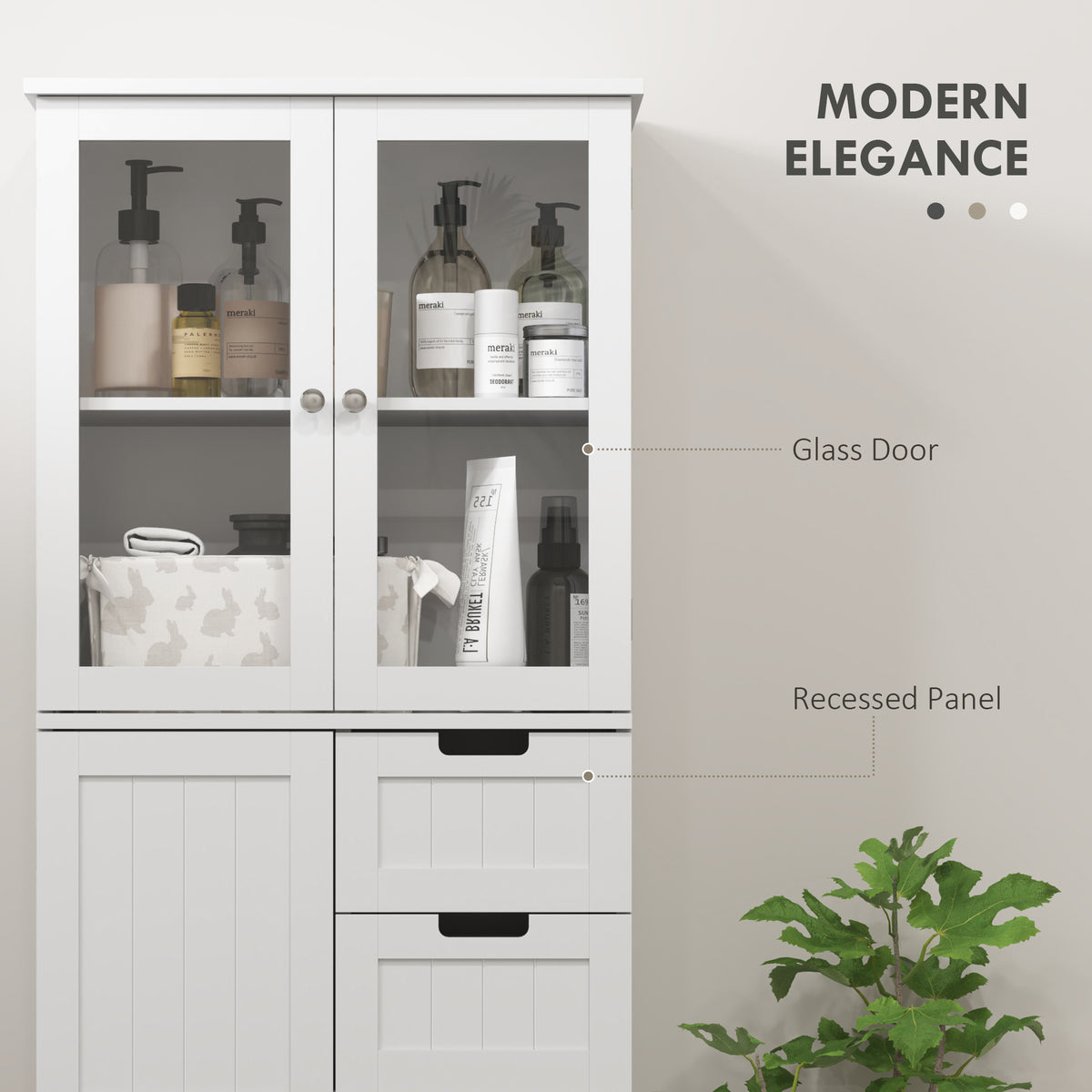 Tall Bathroom Storage Cabinet, Adjustable Shelves, White, Versatile for Kitchen, Living Room-DECOROLALA