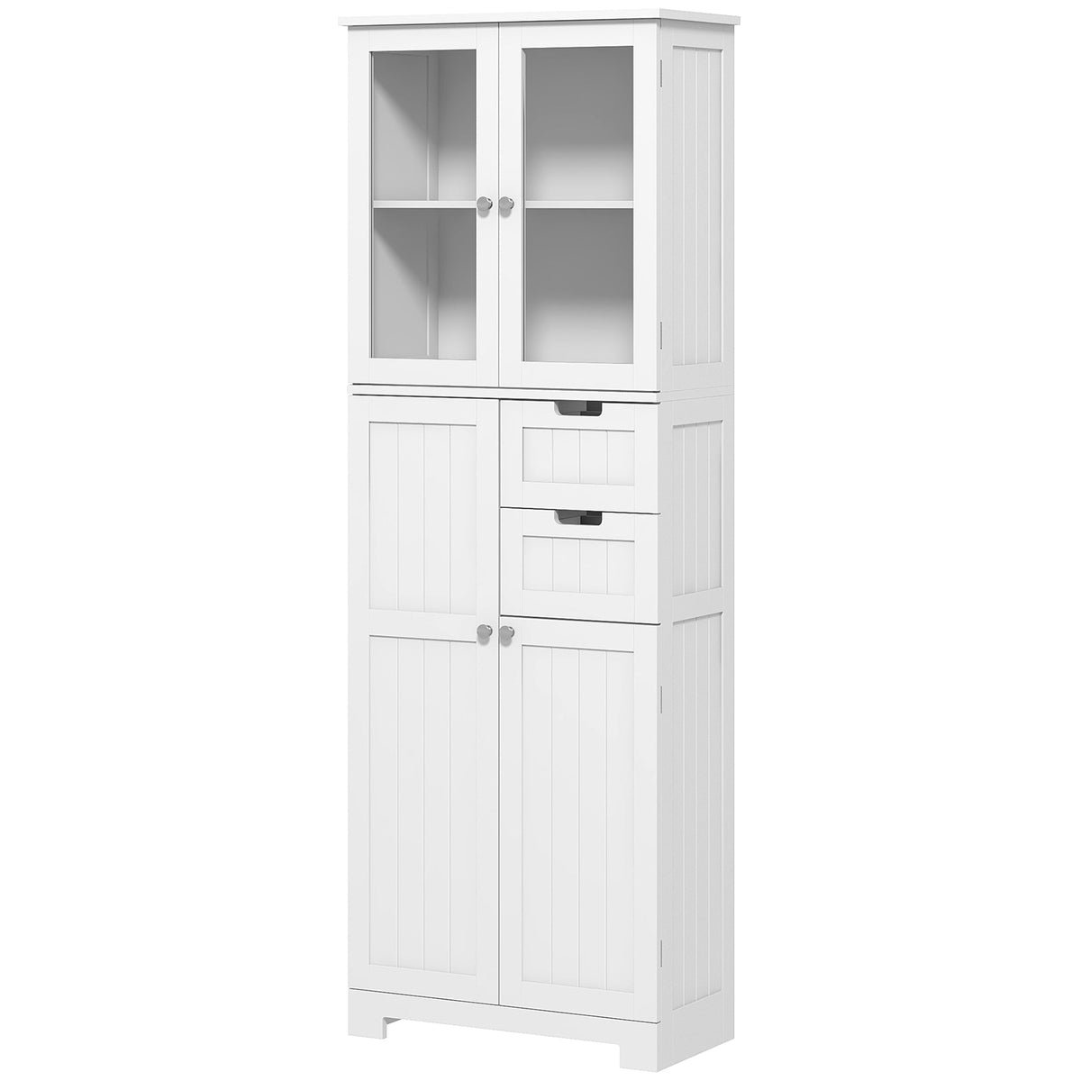 Tall Bathroom Storage Cabinet, Adjustable Shelves, White, Versatile for Kitchen, Living Room