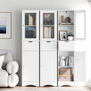 Tall Bathroom Storage Cabinet with 2 Doors and 1 Drawer - White-Floor Cabinets-DECOROLALA