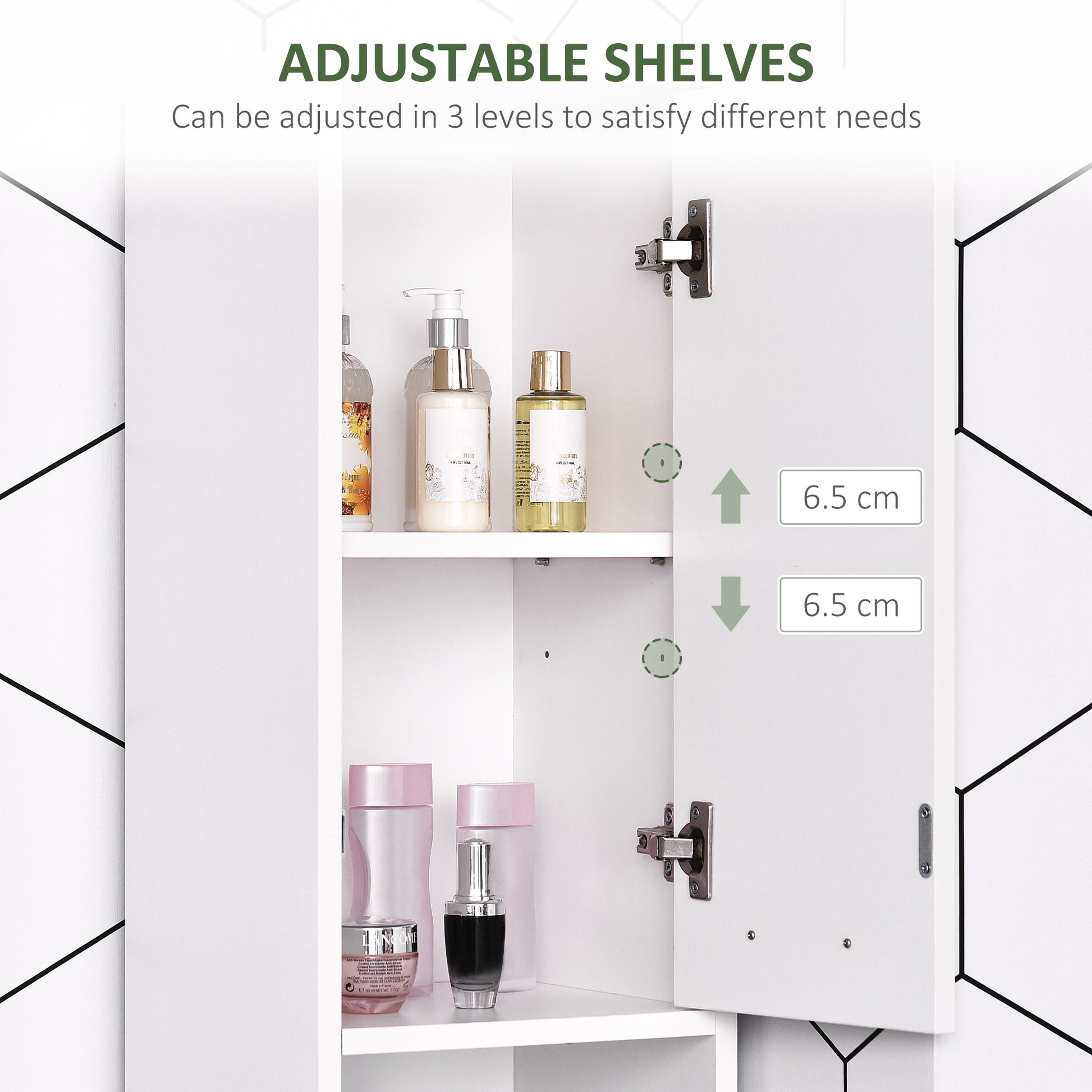 Tall Bathroom Vanities, Narrow Bathroom Cabinets with 2 Doors, Open Compartment and Adjustable Shelves, White-Home Furnishings > Bedding & Bath > Bathroom Cabinets > Freestanding Bathroom Cabinets-DECOROLALA