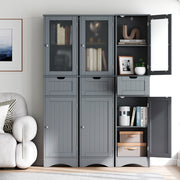 Tall Floor Storage Cabinet - Gray 16" x 12" x 67" Slim Tower-Floor Cabinets-DECOROLALA