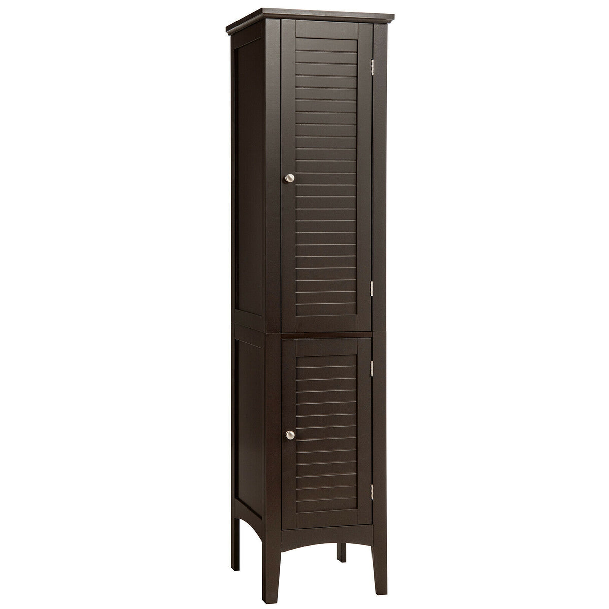 Tall Freestanding Bathroom Storage Cabinet - 63" Brown MDF-Floor Cabinets-DECOROLALA