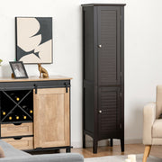 Tall Freestanding Bathroom Storage Cabinet - 63" Brown MDF-Floor Cabinets-DECOROLALA