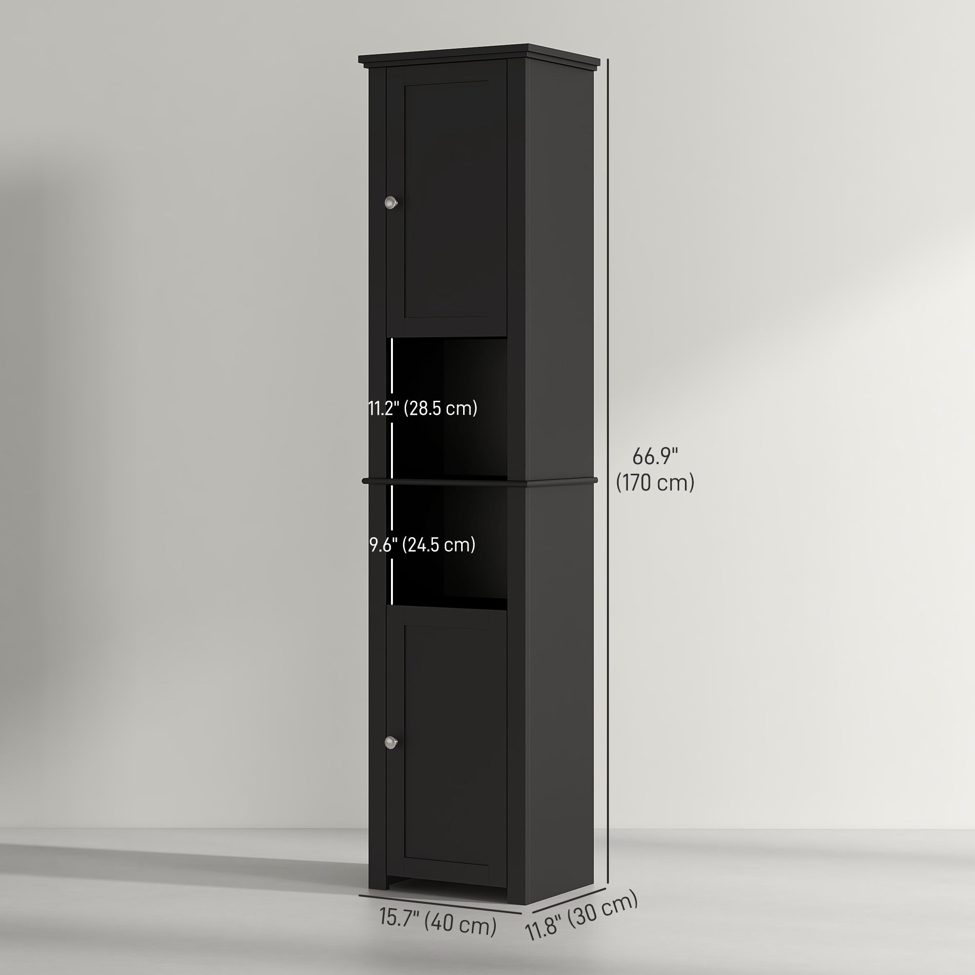 Tall Freestanding Bathroom Storage Cabinet - Black 67"-Home Furnishings > Bedding & Bath > Bathroom Cabinets > Freestanding Bathroom Cabinets-DECOROLALA