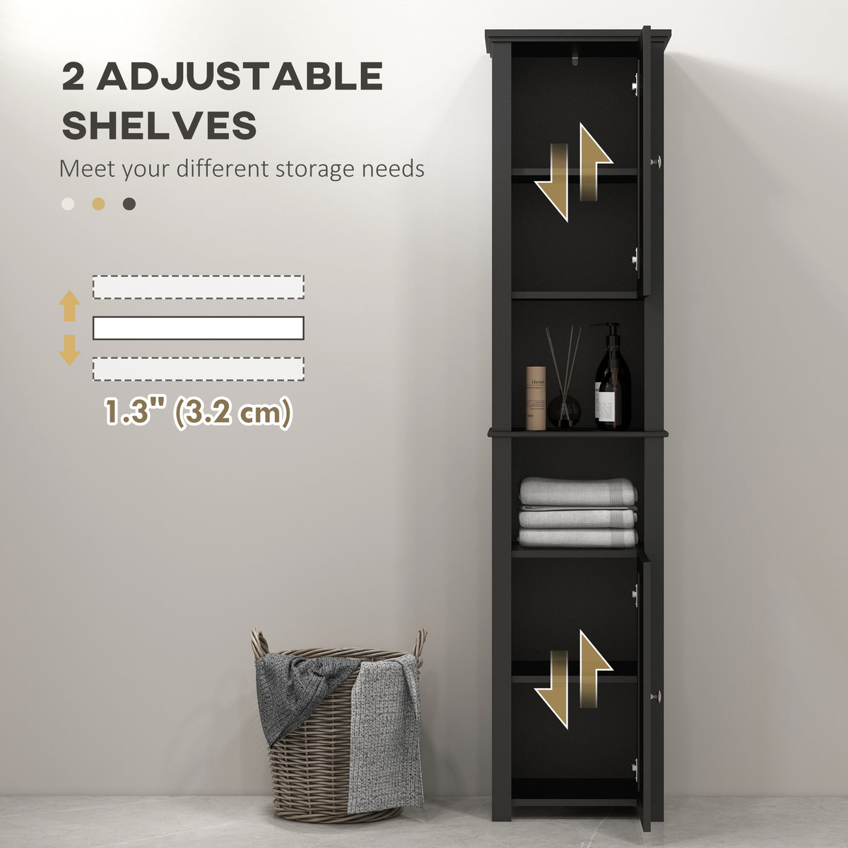 Tall Freestanding Bathroom Storage Cabinet - Black 67"-Home Furnishings > Bedding & Bath > Bathroom Cabinets > Freestanding Bathroom Cabinets-DECOROLALA