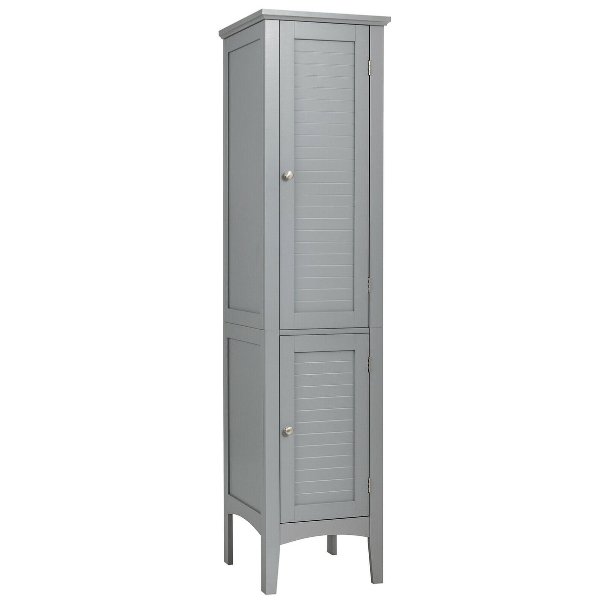 Tall Freestanding Bathroom Storage Cabinet - Gray 63" MDF-Floor Cabinets-DECOROLALA