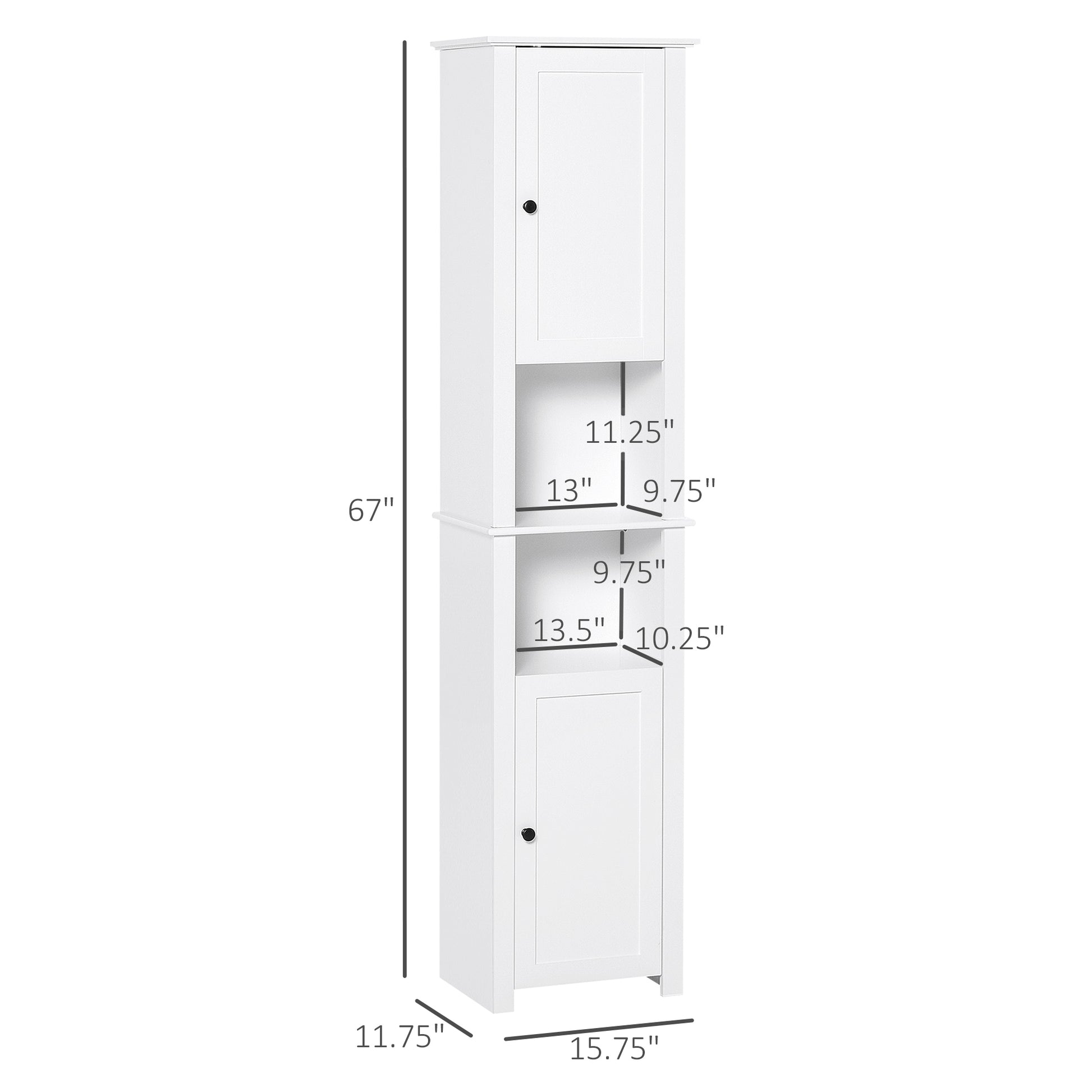 Tall Freestanding Bathroom Storage Cabinet - White 67"-Home Furnishings > Bedding & Bath > Bathroom Cabinets > Freestanding Bathroom Cabinets-DECOROLALA