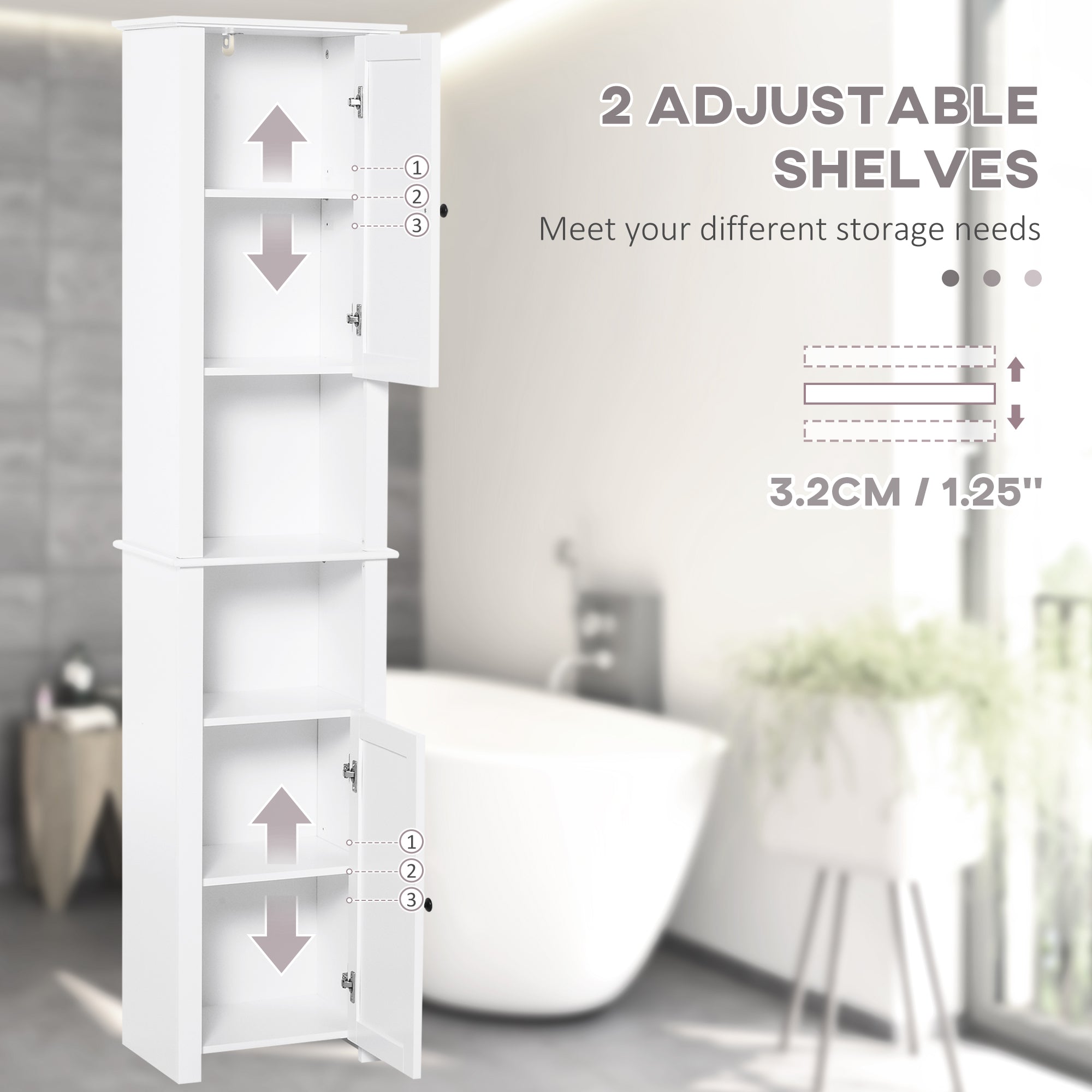 Tall Freestanding Bathroom Storage Cabinet - White 67"-Home Furnishings > Bedding & Bath > Bathroom Cabinets > Freestanding Bathroom Cabinets-DECOROLALA