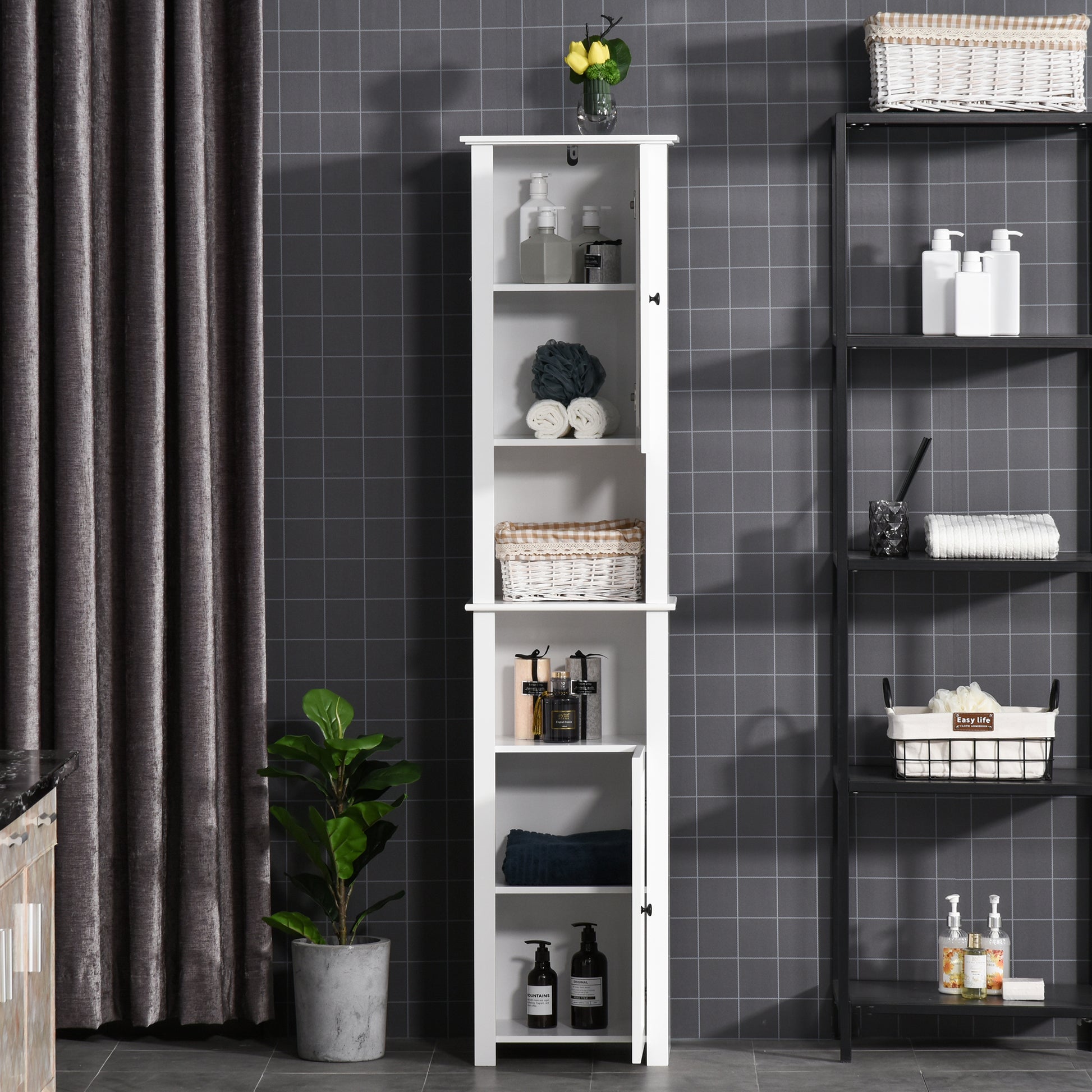 Tall Freestanding Bathroom Storage Cabinet - White 67"-Home Furnishings > Bedding & Bath > Bathroom Cabinets > Freestanding Bathroom Cabinets-DECOROLALA