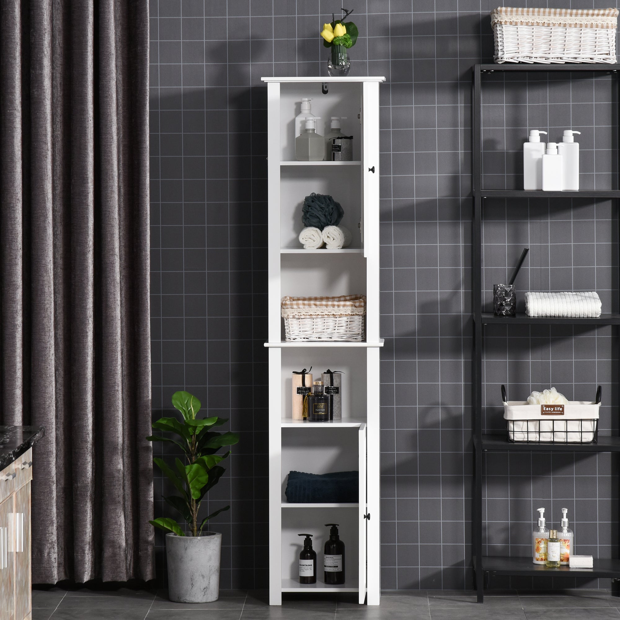 Tall Freestanding Bathroom Storage Cabinet - White 67"-Home Furnishings > Bedding & Bath > Bathroom Cabinets > Freestanding Bathroom Cabinets-DECOROLALA