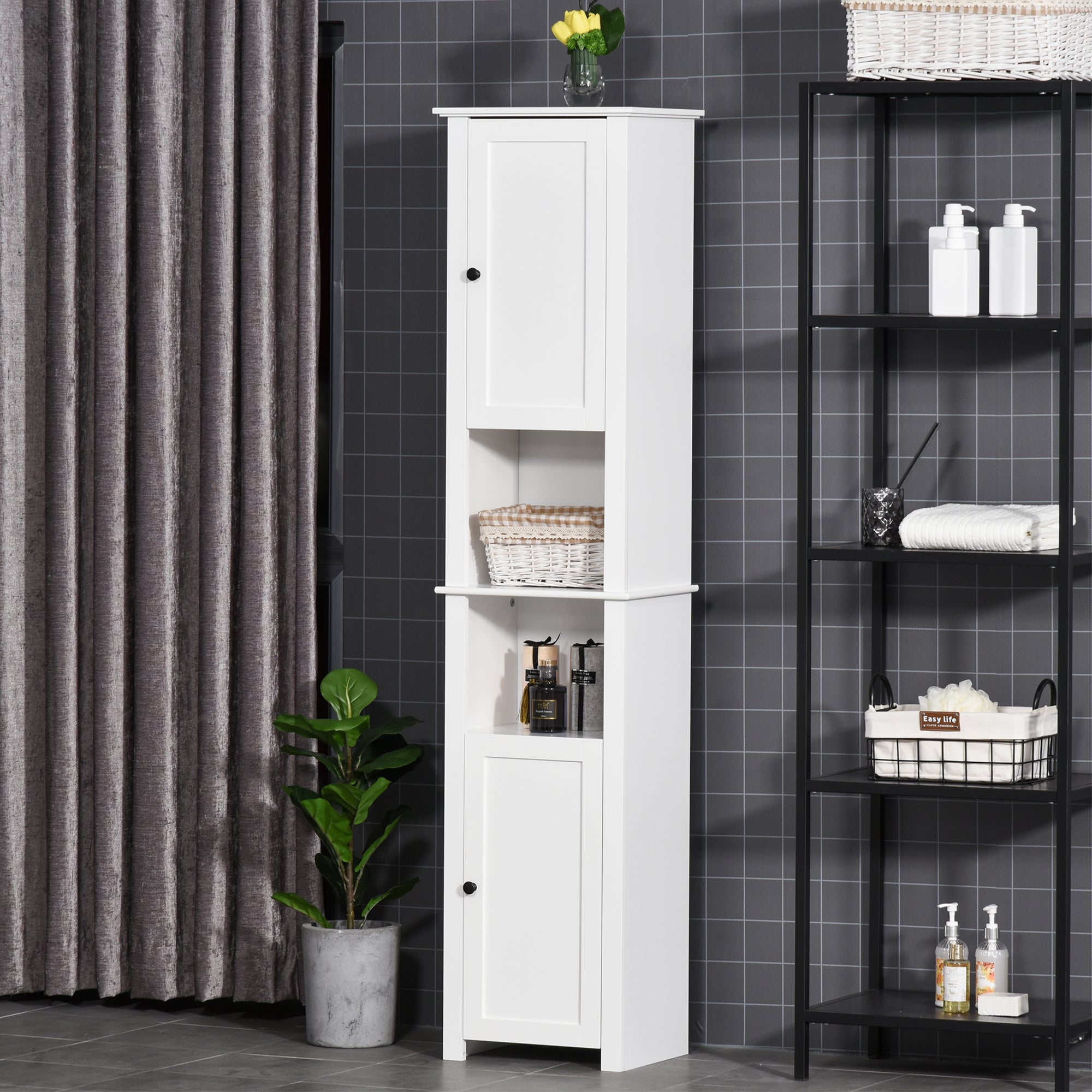 Tall Freestanding Bathroom Storage Cabinet - White 67"-Home Furnishings > Bedding & Bath > Bathroom Cabinets > Freestanding Bathroom Cabinets-DECOROLALA
