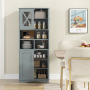 Tall Gray Bathroom Cabinet - 57" Floor Storage with Acrylic Doors-Floor Cabinets-DECOROLALA