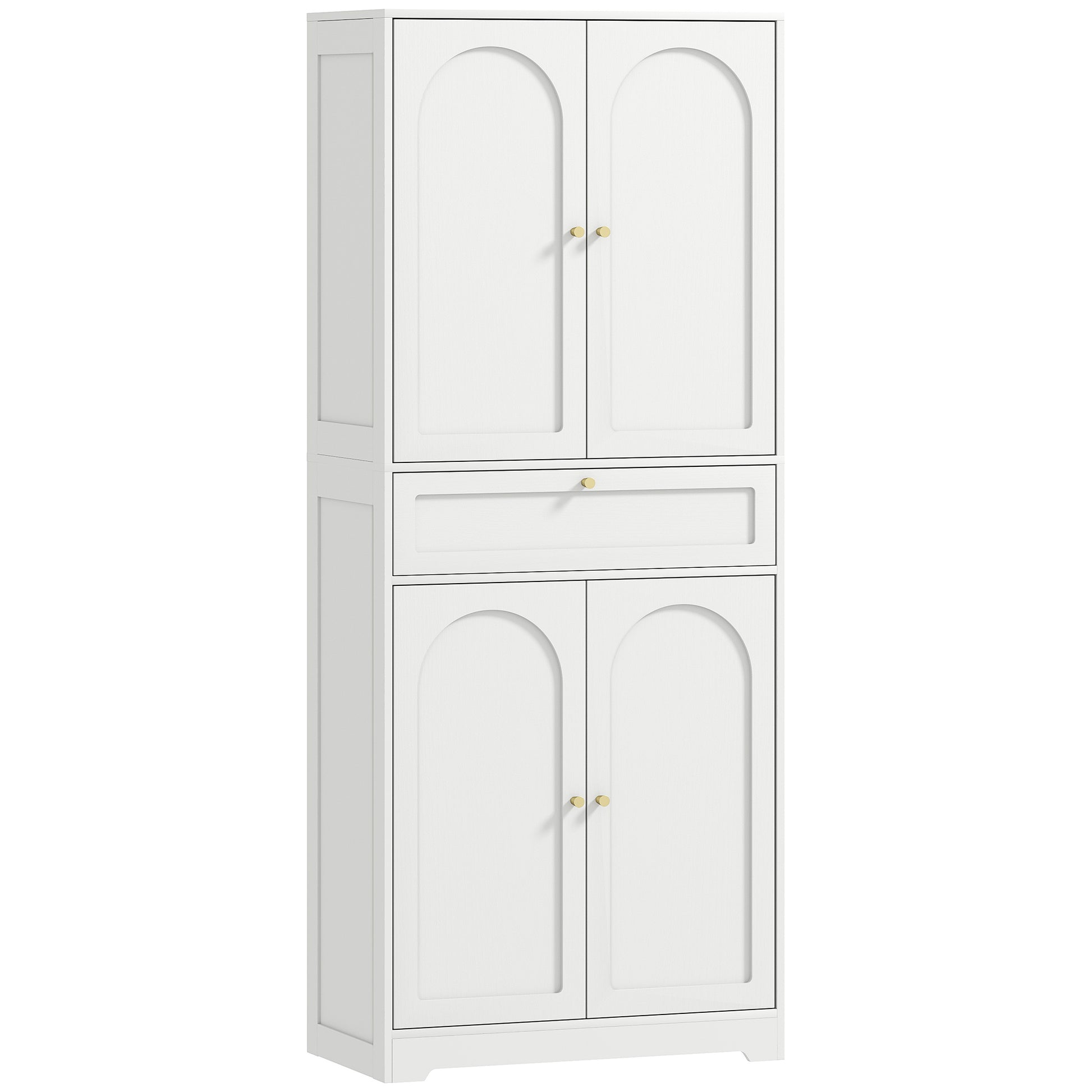 Tall Kitchen Cabinet - 72.4" Modern Freestanding, White, Shaker Doors, Adjustable Shelves-DECOROLALA