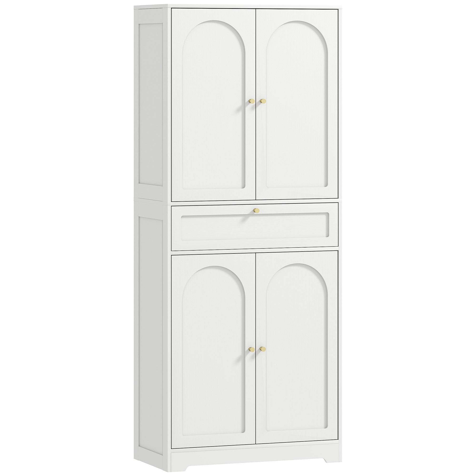 Tall Kitchen Cabinet - 72.4" Modern Freestanding, White, Shaker Doors, Adjustable Shelves-DECOROLALA