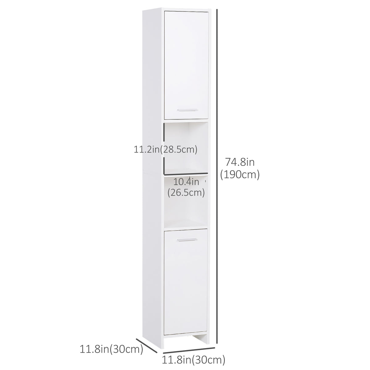 Tall Narrow Bathroom Cabinet - White Linen Tower 75" H-Home Furnishings > Bedding & Bath > Bathroom Cabinets > Freestanding Bathroom Cabinets-DECOROLALA
