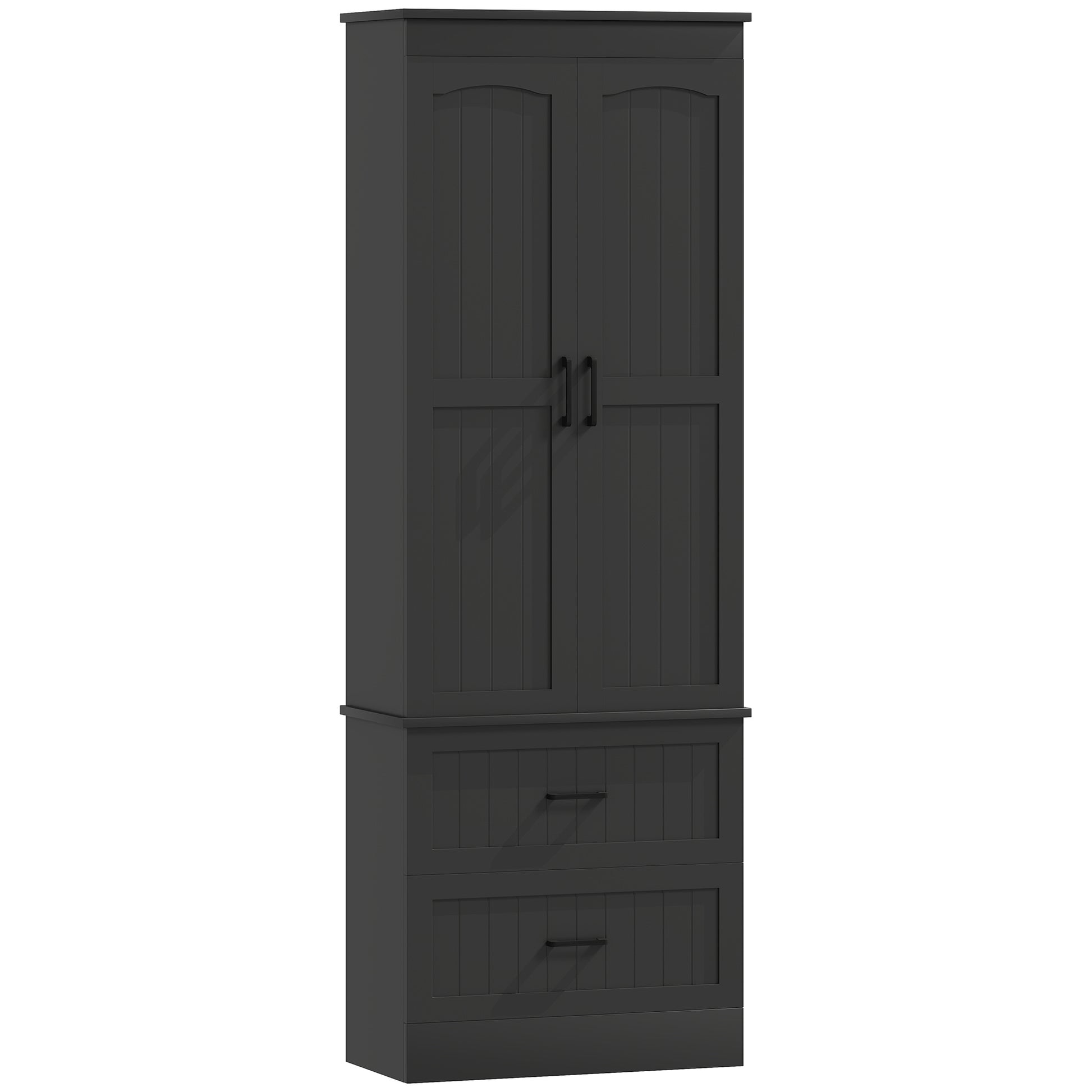 Tall Pantry Cabinet 67" Black Adjustable Shelves-DECOROLALA
