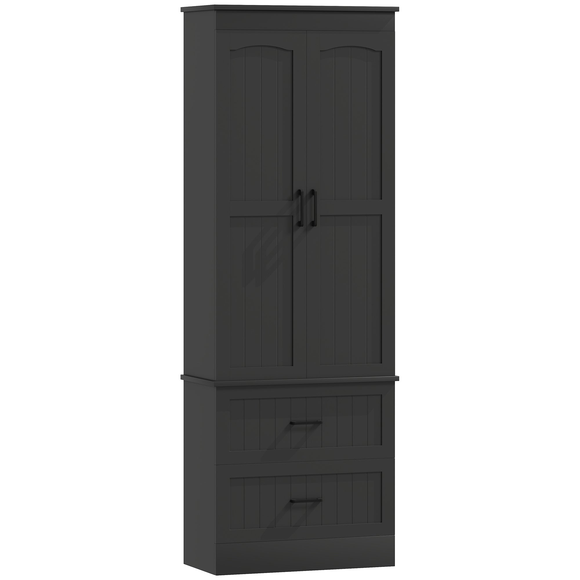 Tall Pantry Cabinet 67" Black Adjustable Shelves-DECOROLALA