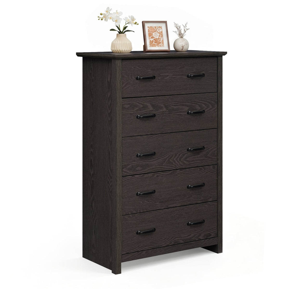 Tall Storage Dresser 5 Drawers Gray (min order qty 2)-Dressers & Chests-DECOROLALA