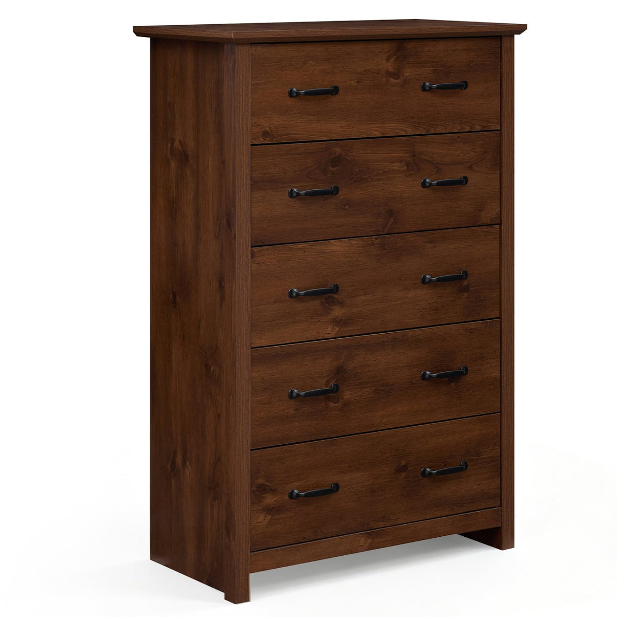 Tall Storage Dresser 5 Drawers Walnut (min order qty 2)-Dressers & Chests-DECOROLALA