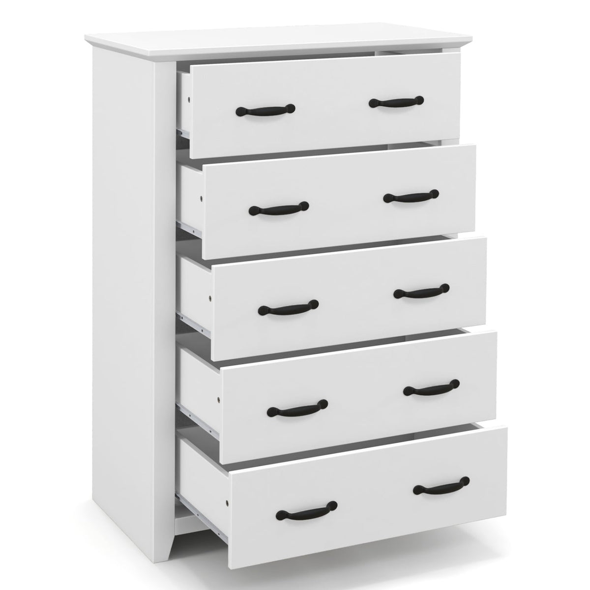 Tall Storage Dresser 5 Drawers White (min order qty 2)-Dressers & Chests-DECOROLALA