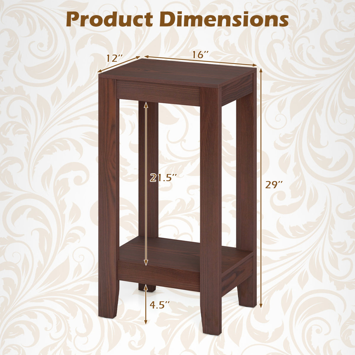 Tall Wooden Sofa End Table Side Table-End & Side Tables-DECOROLALA