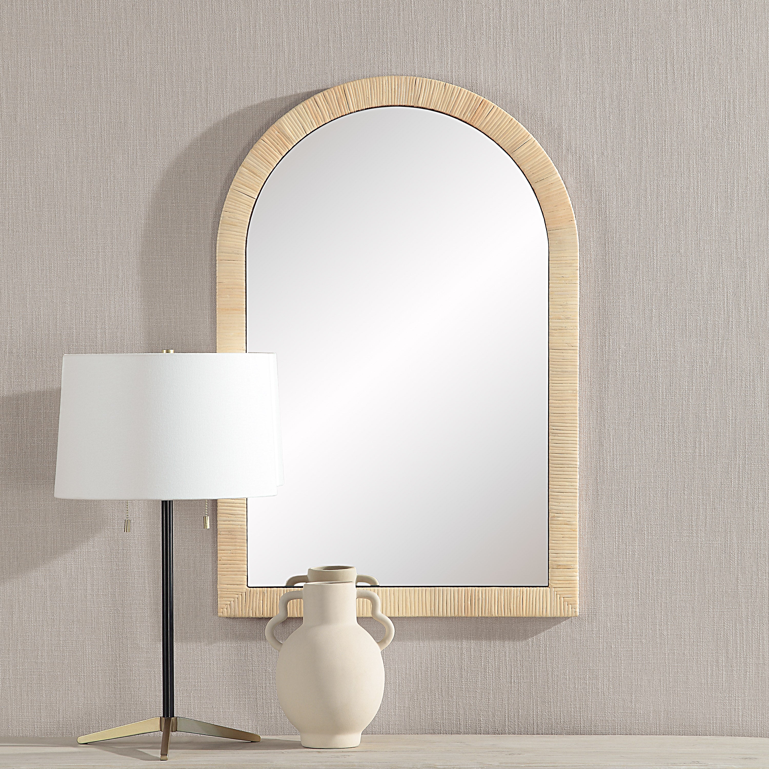 Tally 36" Tall Arch Rectangular Mirror, Natural-Mirror-DECOROLALA