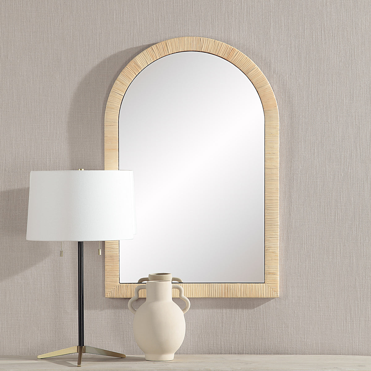 Tally 36" Tall Arch Rectangular Mirror, Natural-Mirrors-DECOROLALA