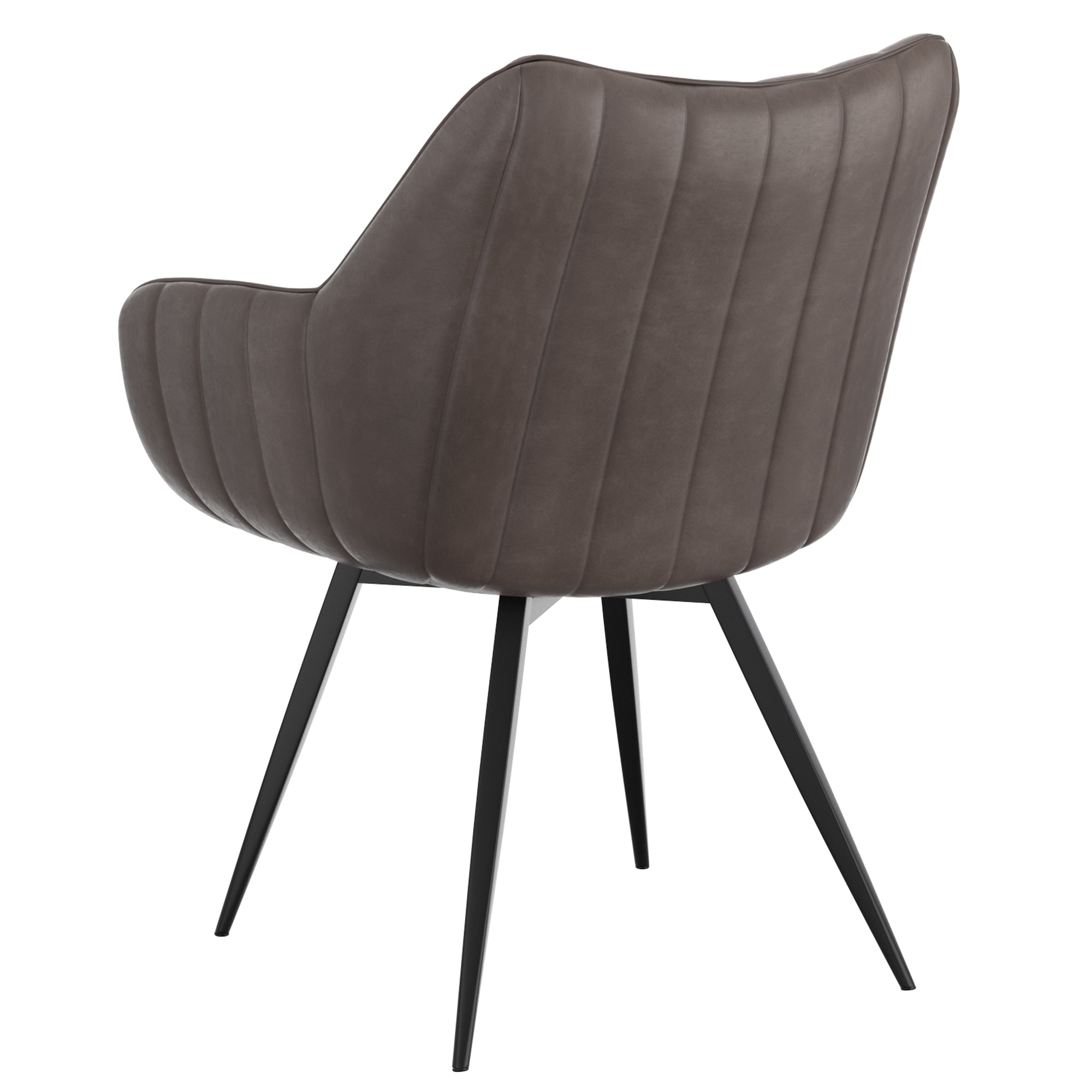 Talon Swivel Dining Chair - Charcoal Faux Leather Black Legs-DECOROLALA