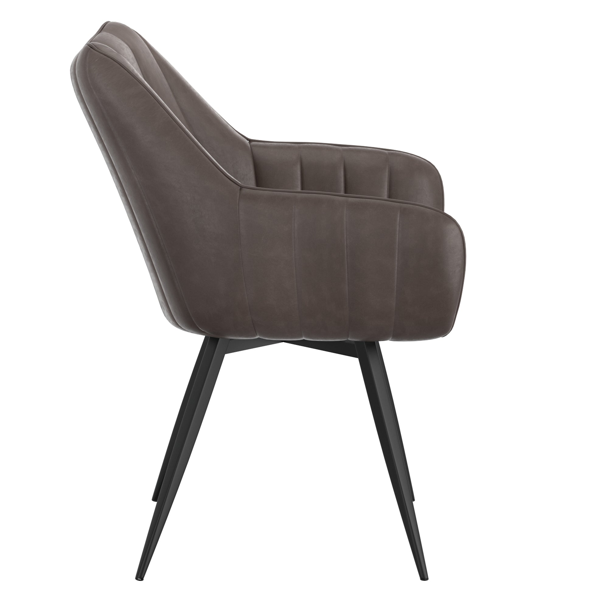 Talon Swivel Dining Chair - Charcoal Faux Leather Black Legs-DECOROLALA
