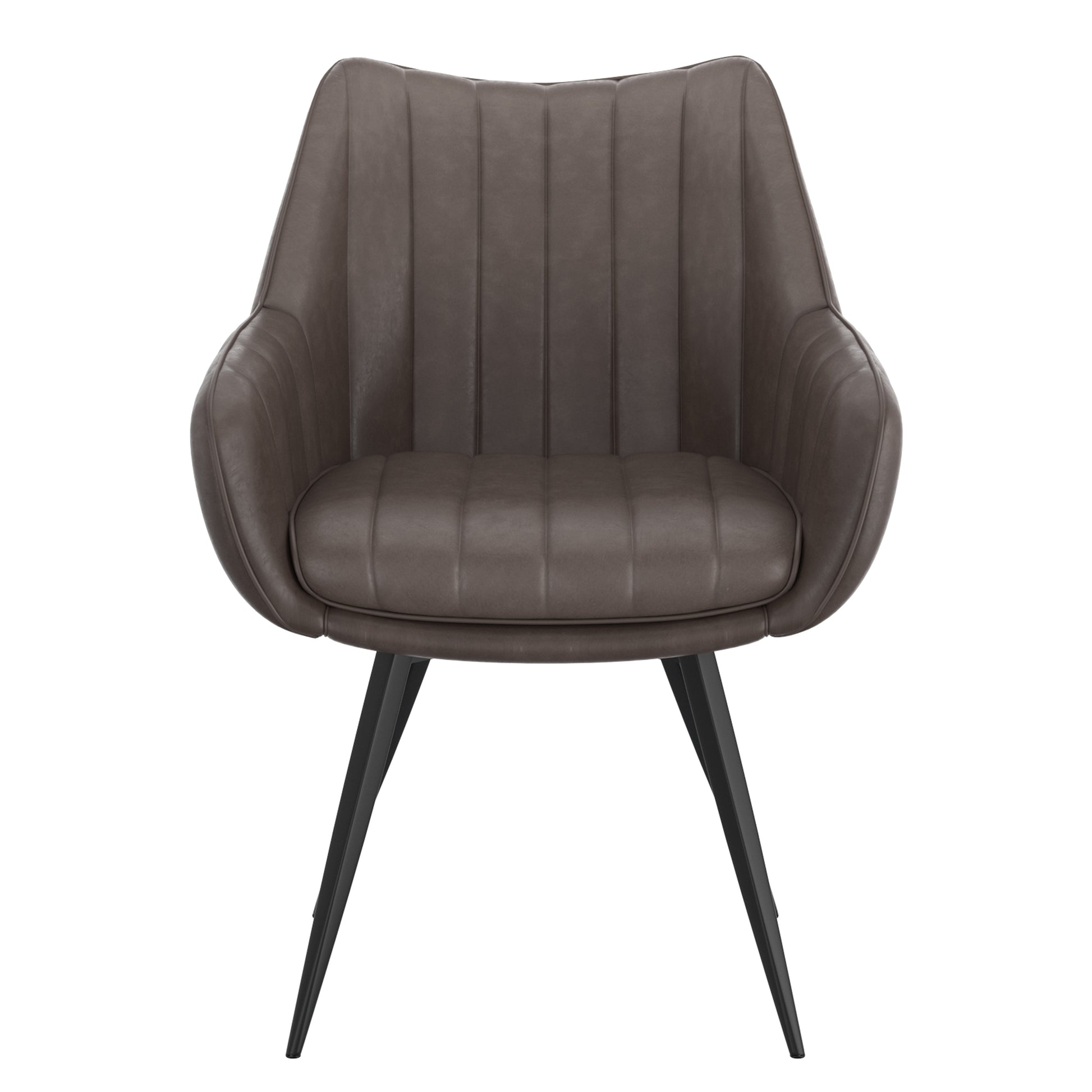 Talon Swivel Dining Chair - Charcoal Faux Leather Black Legs-DECOROLALA