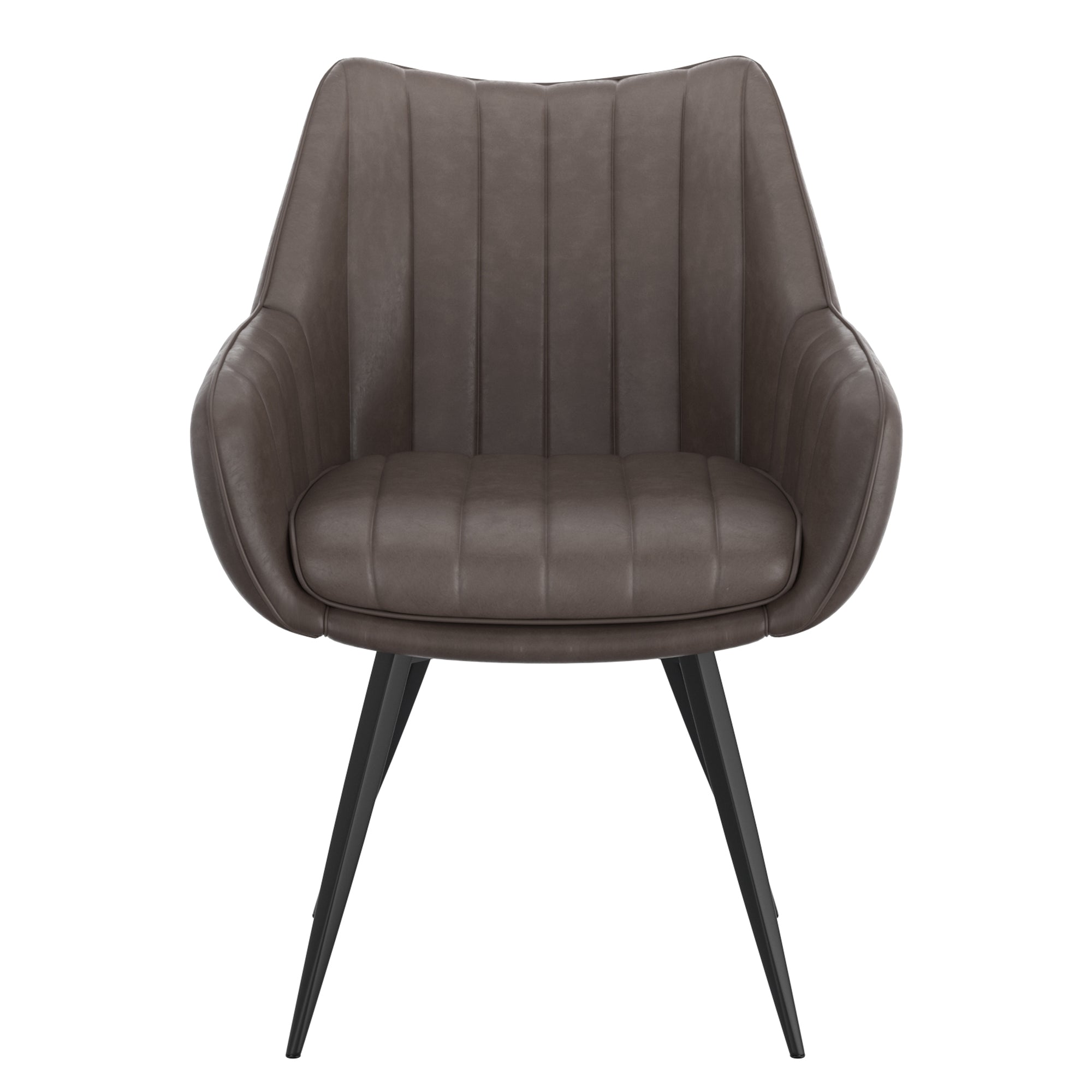 Talon Swivel Dining Chair - Charcoal Faux Leather Black Legs-DECOROLALA