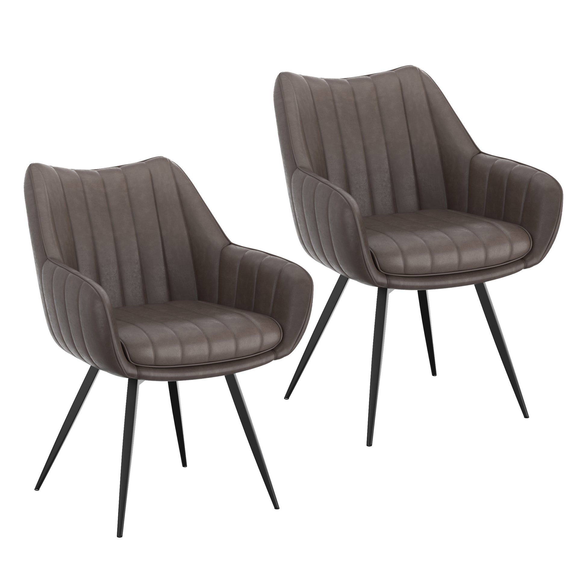 Talon Swivel Dining Chair - Charcoal Faux Leather Black Legs-DECOROLALA
