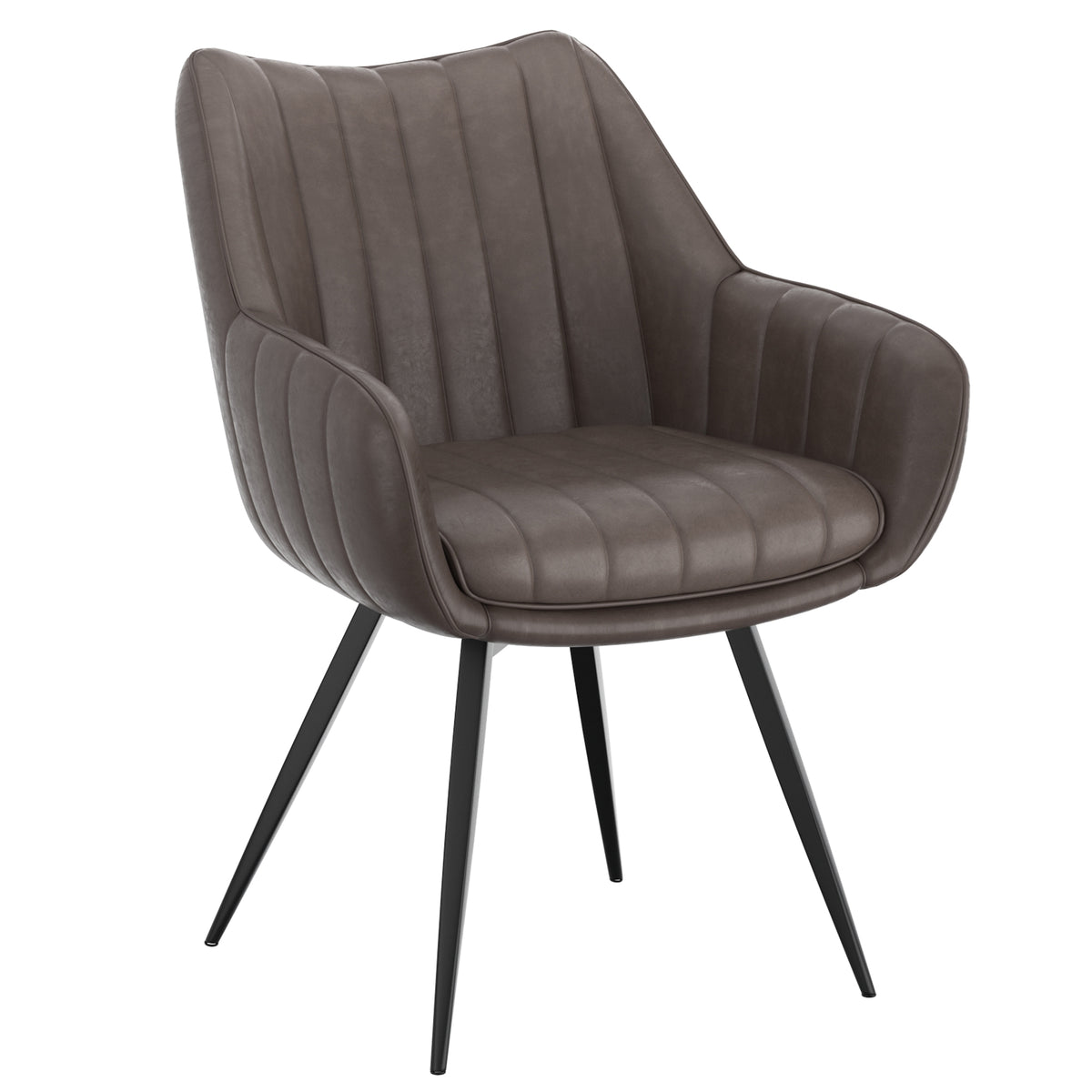 Talon Swivel Dining Chair - Charcoal Faux Leather Black Legs-Dining Chairs-DECOROLALA